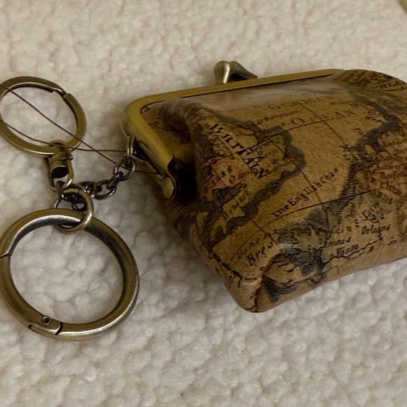 Patricia Nash Vintage Map Print Coin Purse Keychain nwot - Picture 2 of 9